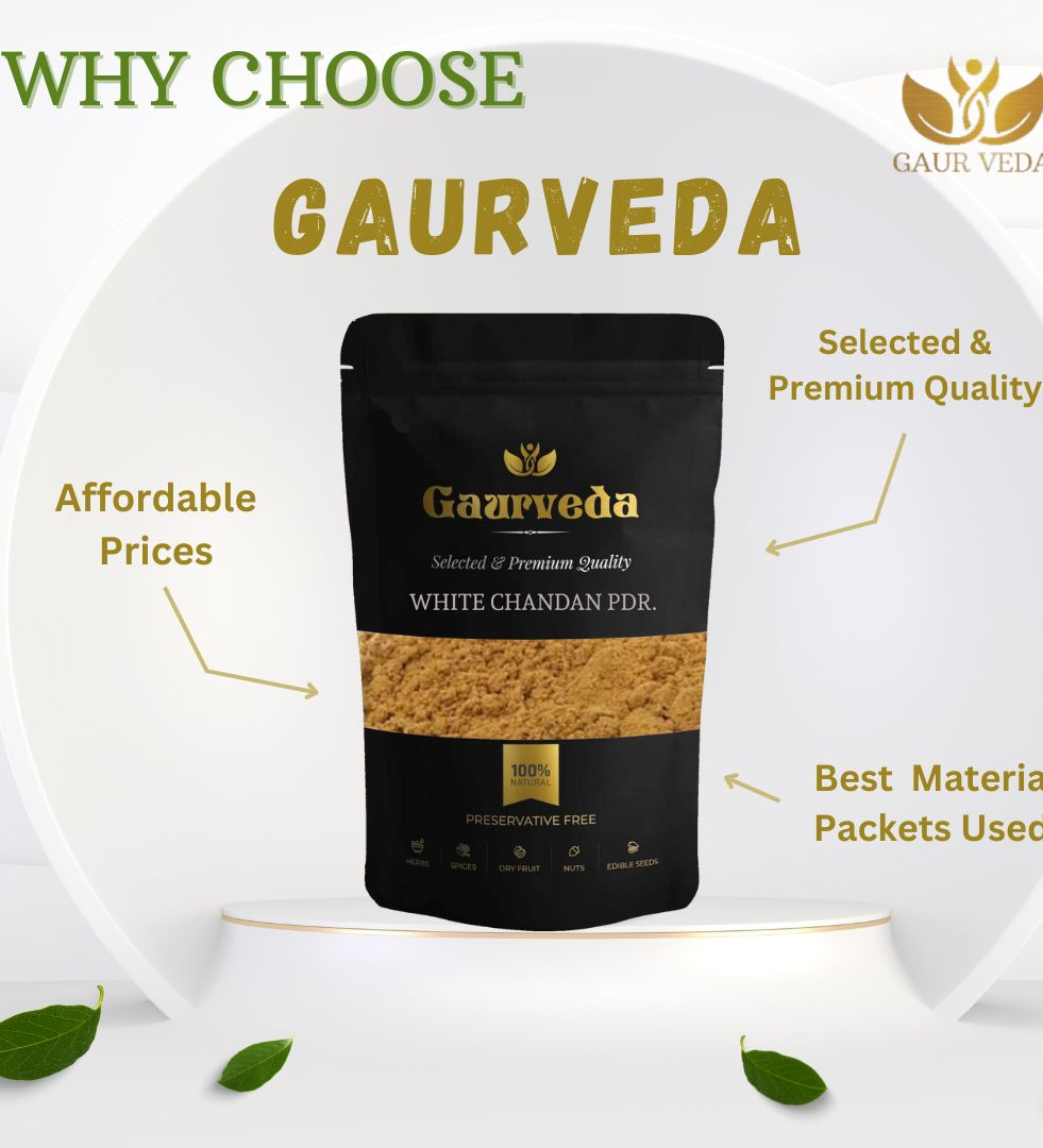 Gaurveda White Chandan Powder - White Sandalwood Powder [ With Fragrance ] - For Healthy Glowing Skin - For Face, Skin Care & Puja Purpose - Pure & Natural (50, Grams)