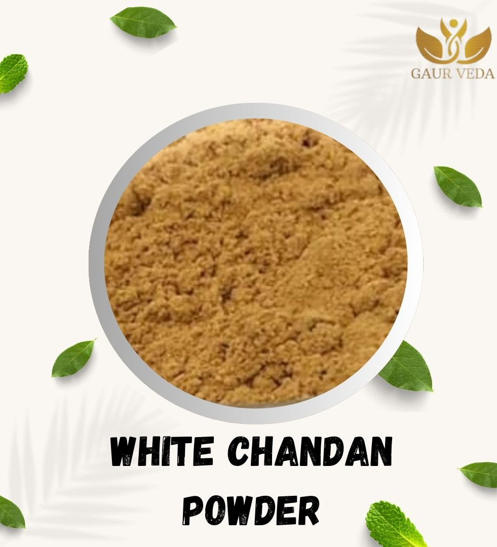 Gaurveda White Chandan Powder - White Sandalwood Powder [ With Fragrance ] - For Healthy Glowing Skin - For Face, Skin Care & Puja Purpose - Pure & Natural (50, Grams)