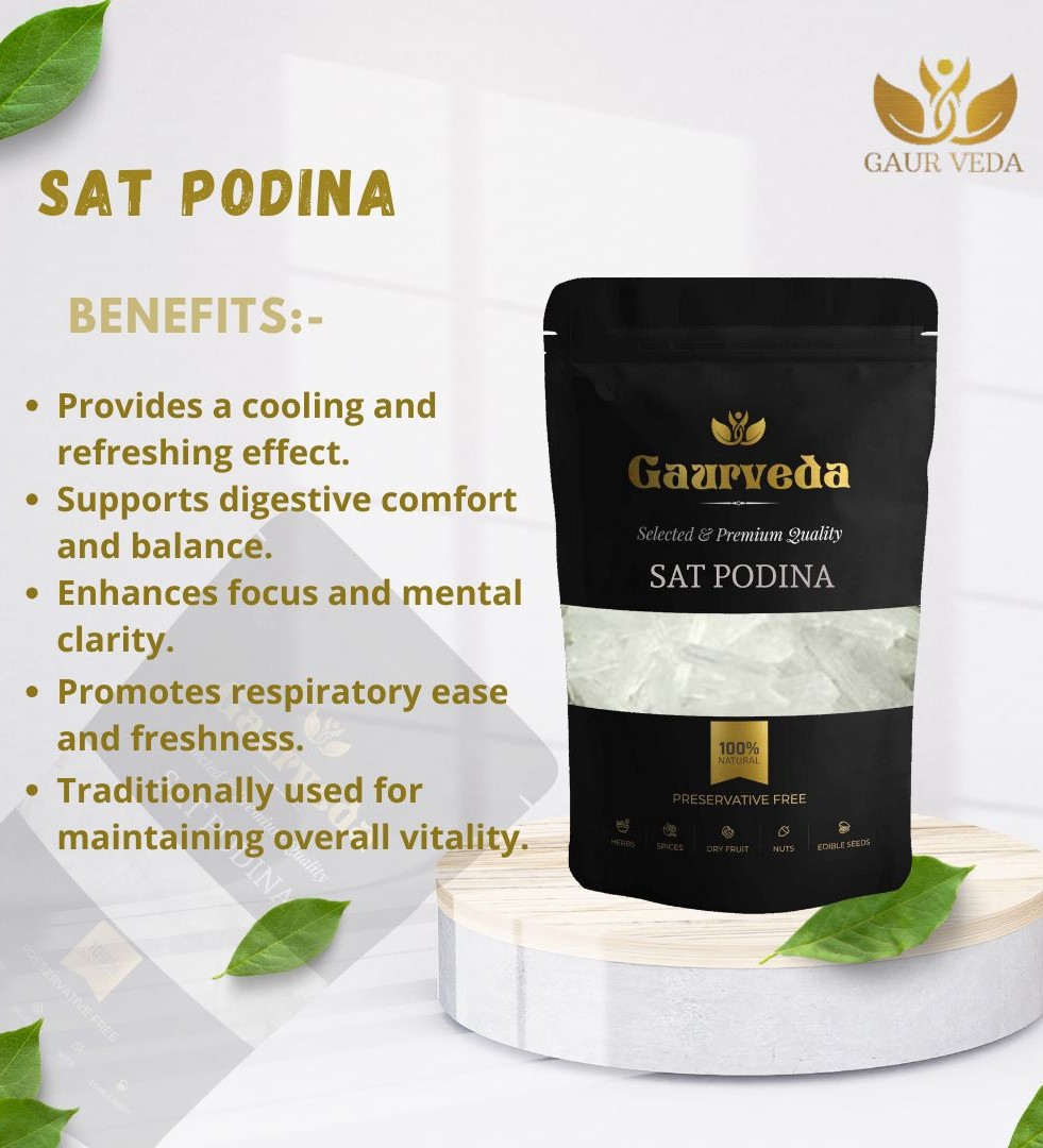 Gaurveda Sat Podina - Sat Pudina - Menthol - Peppermint - Clean - Quality (50 Grams)