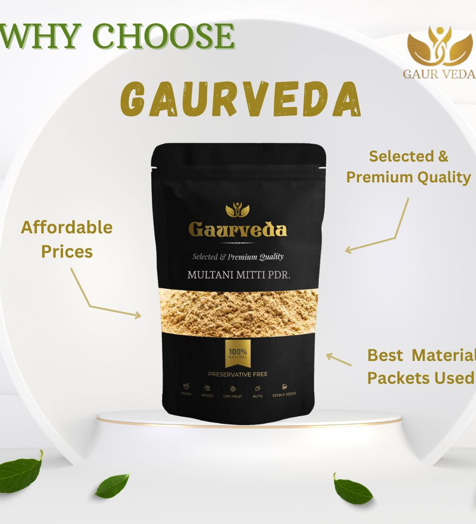 Gaurveda Multani Mitti Powder (250, Grams) For Face Pack, Hair Pack, Soft and Glowing Skin, Pure, Natural
