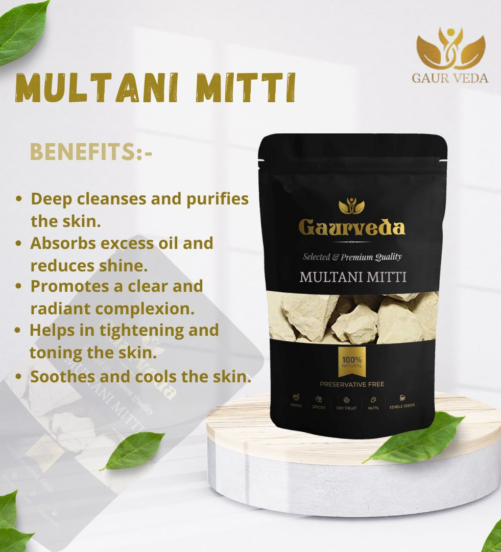 Gaurveda Multani Mitti - Fullers Earth - Multani Soil - For Face Pack - Hair Pack - Pure & Natural (200 Grams)