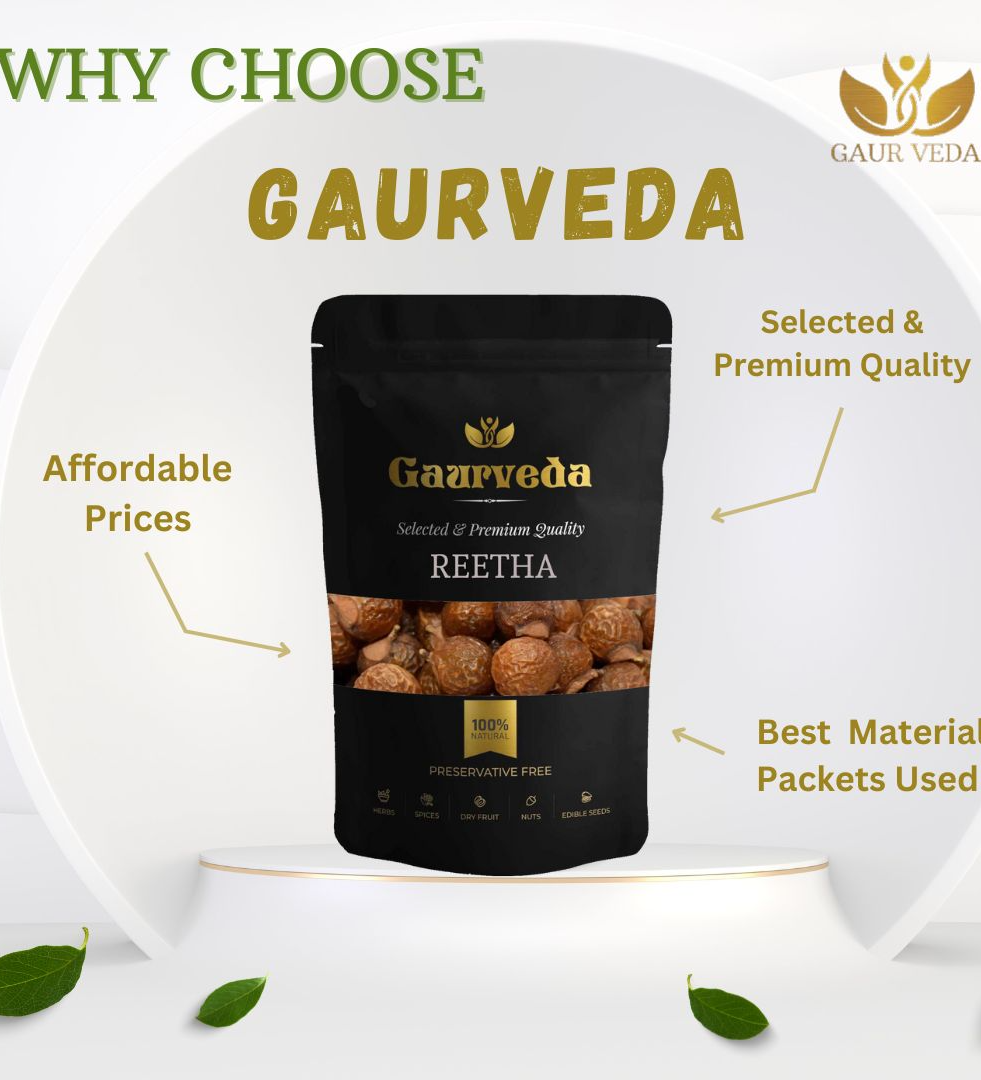 Gaurveda Reetha - Soapnut - Sapindus Mukorossi - For Hair Growth - For Silky & Smooth Hairs - A+ Quality (100 Grams)