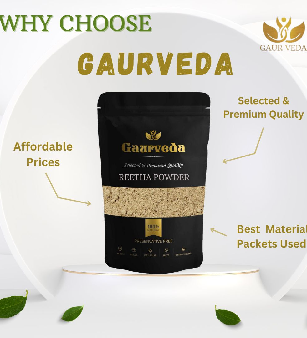 Gaurveda Reetha Powder for Hair - Ideal for Hair - Soapnut powder - 100% Pure and Natural (100 Grams)