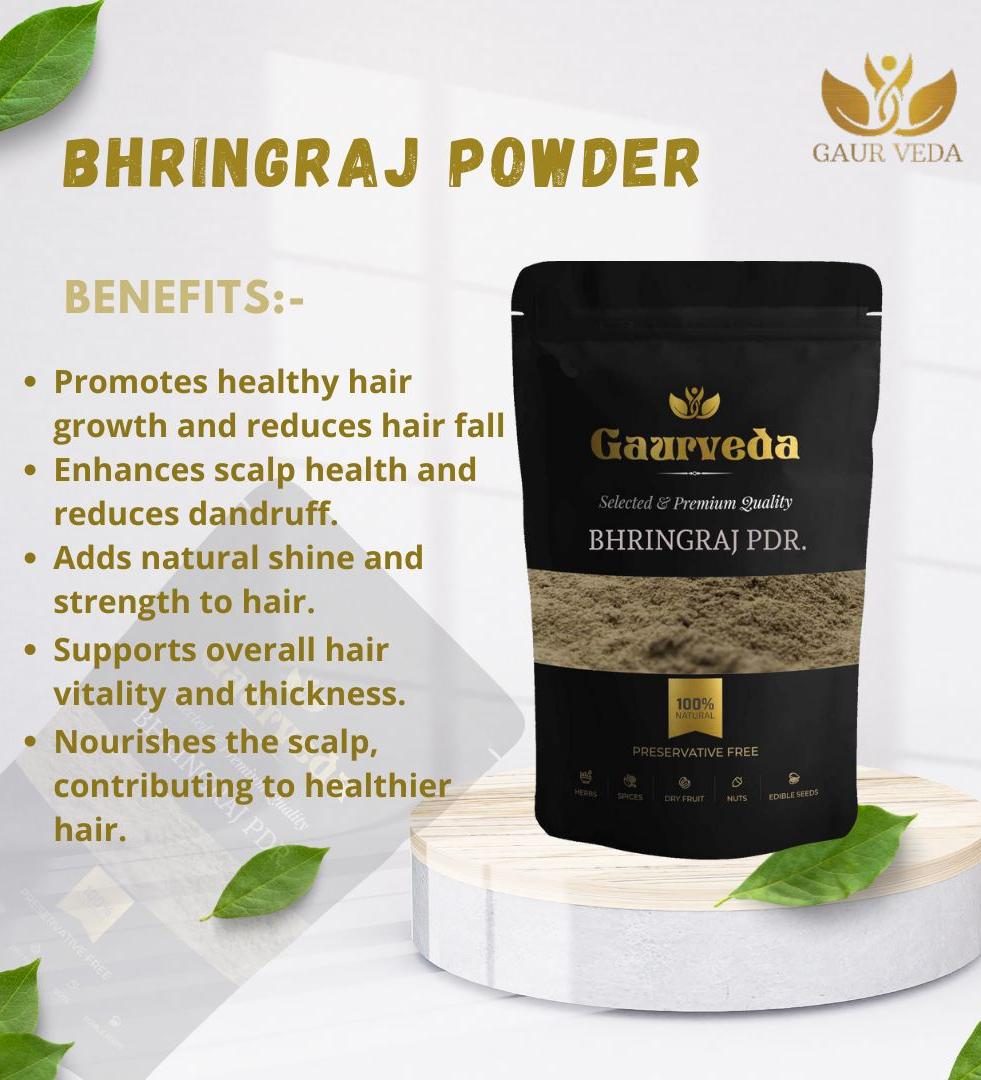 GAURVEDA Bhringraj Powder (200 Grams) for Hair Care, Hair Growth, Scalp Health & Dandruff Control - Karisalankanni - Natural