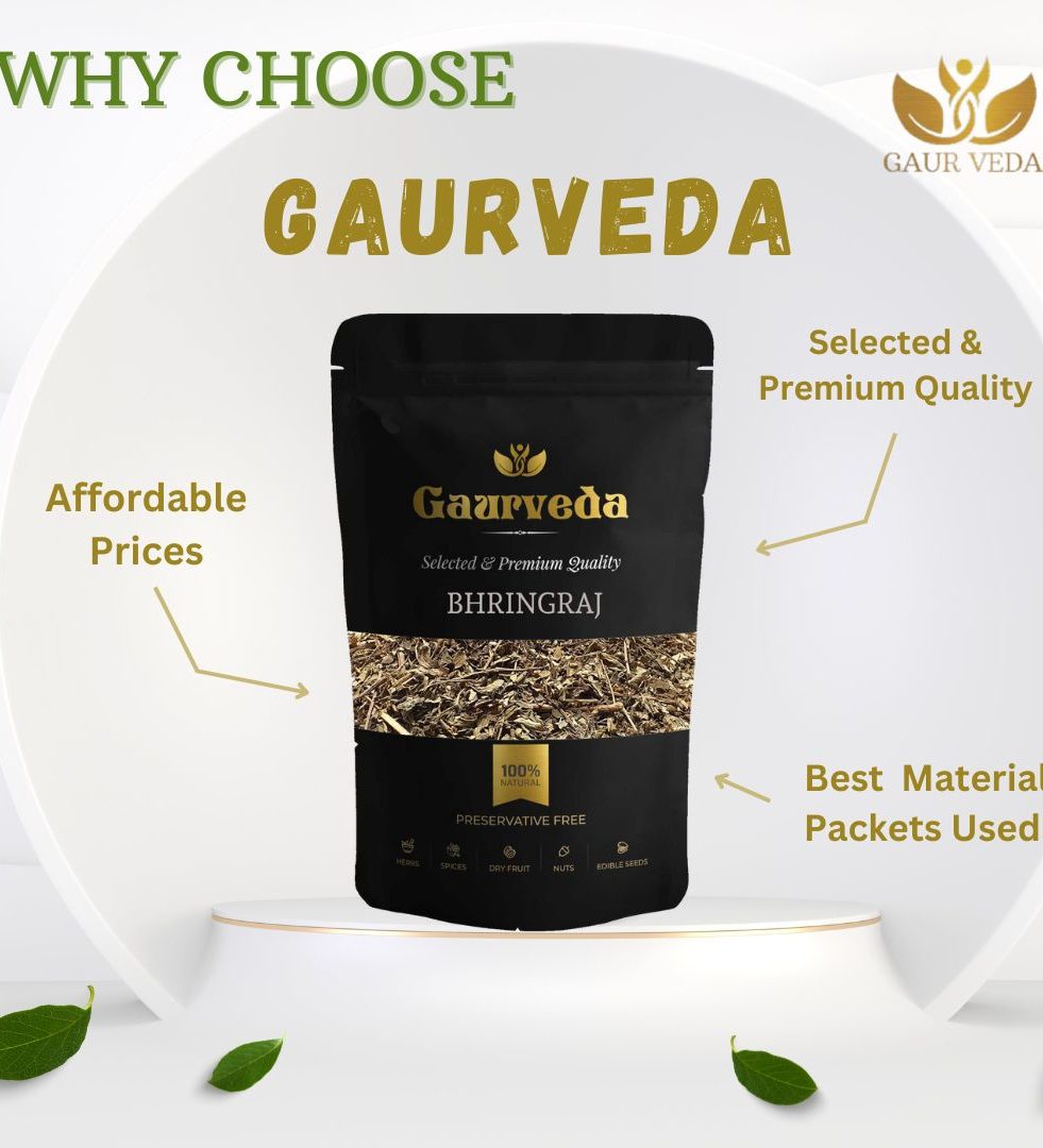 GAURVEDA Bhringraj (100 Grams) for Hair Care, Hair Growth, Scalp Health & Dandruff Control - Karisalankanni - Natural