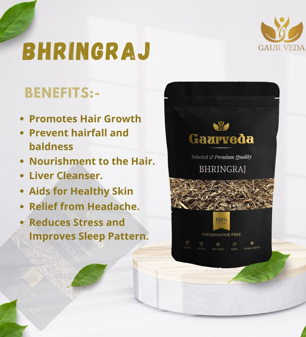 GAURVEDA Bhringraj (100 Grams) for Hair Care, Hair Growth, Scalp Health & Dandruff Control - Karisalankanni - Natural