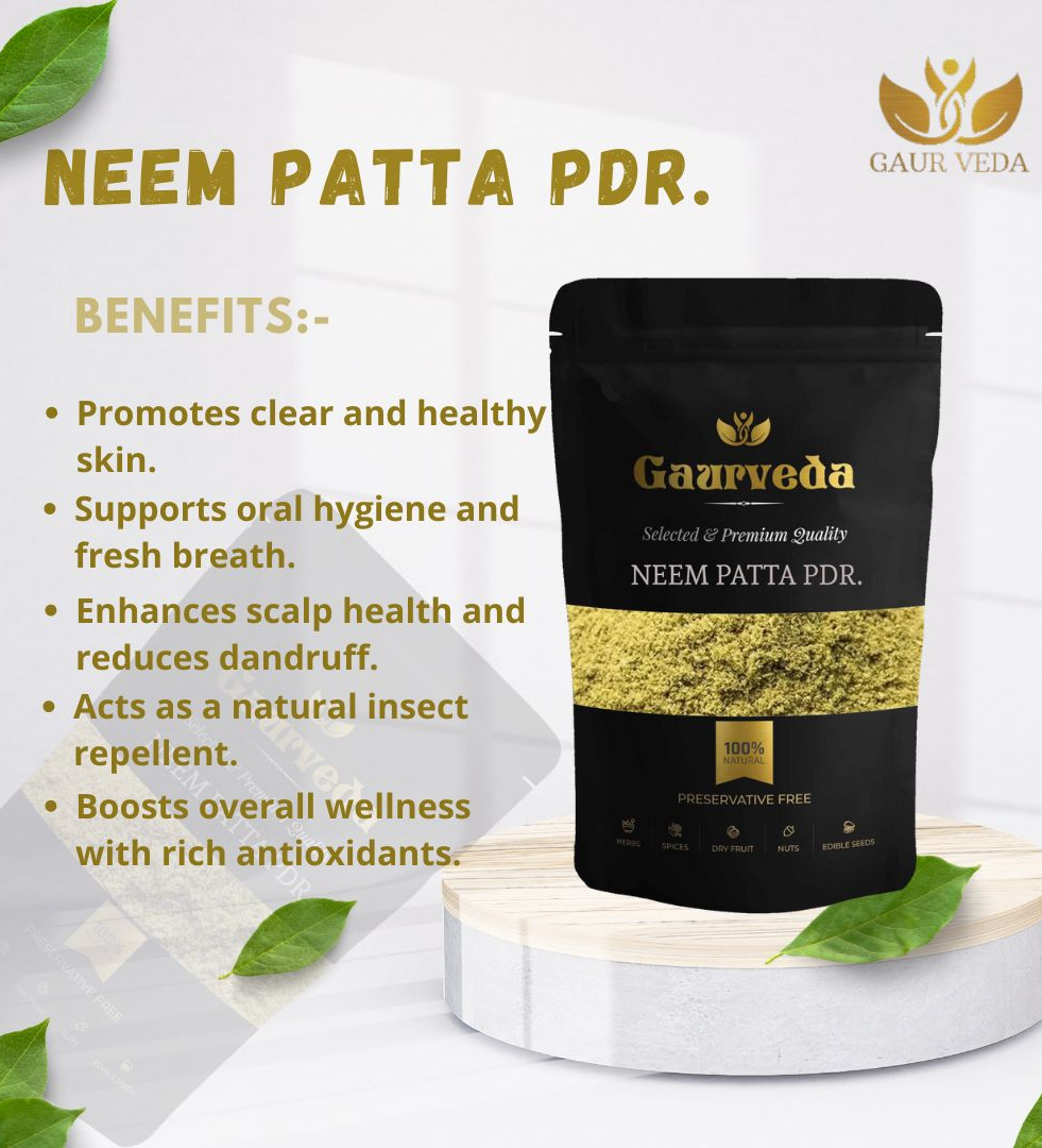Gaurveda Neem Leaves Powder - Neem Patta Powder - Indian Lilac - Margosa - Nimba (100 Grams)