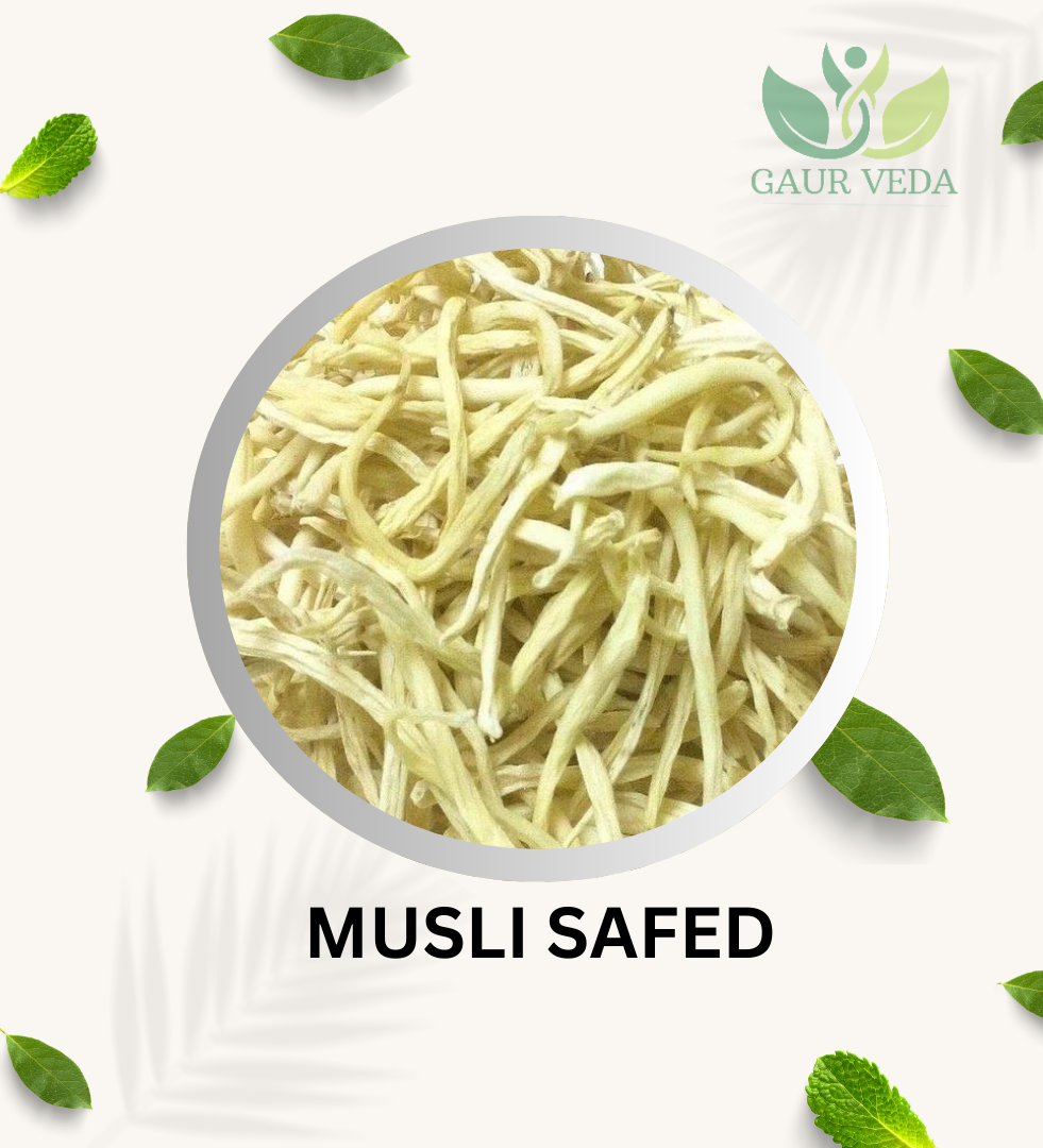 GAURVEDA Safed Musli - White Musli - Musli Safed - Chlorophytum Borivilianum - Pure & Natural (50 Grams)