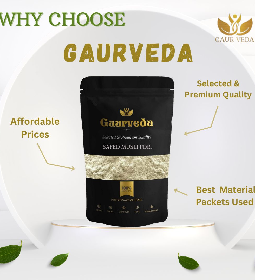 GAURVEDA Safed Musli Powder, White Musli Powder, Chlorophytum Borivilianum, Pure & Natural (50 Grams)