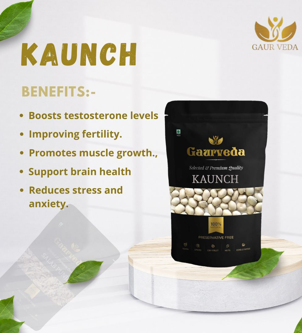 Gaurveda Kaunch White , Kaunch Beej Safed, Cowhage, Mucuna Pruriens , Kapikachchhu , Pure & Natural (100 Grams)