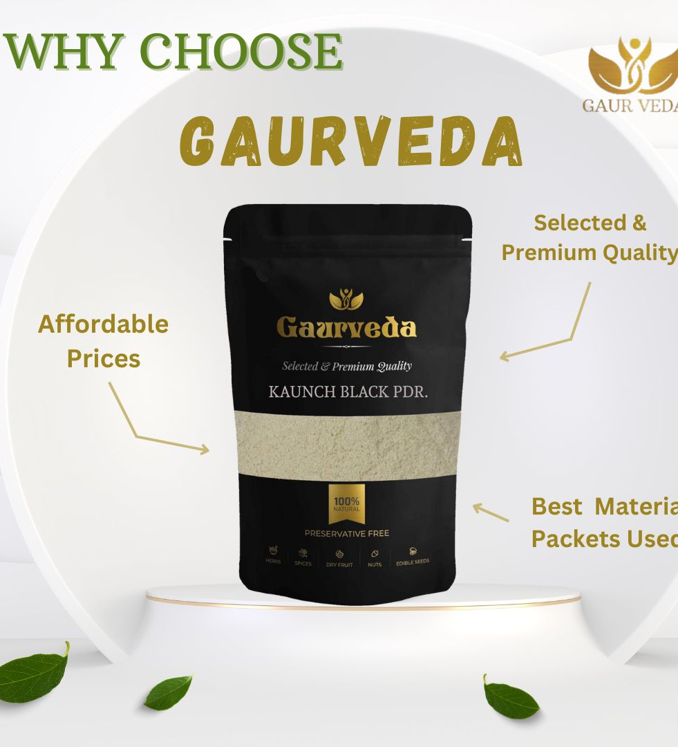 Gaurveda Kaunch Black Seeds Powder - Kaunch Beej Powder - Black Cowhage Pdr. - Mucuna Pruriens Pdr. - Kapikachchhu Pdr. - Pure & Natural (100 Grams)