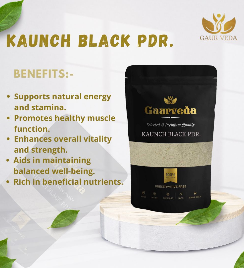Gaurveda Kaunch Black Seeds Powder - Kaunch Beej Powder - Black Cowhage Pdr. - Mucuna Pruriens Pdr. - Kapikachchhu Pdr. - Pure & Natural (100 Grams)
