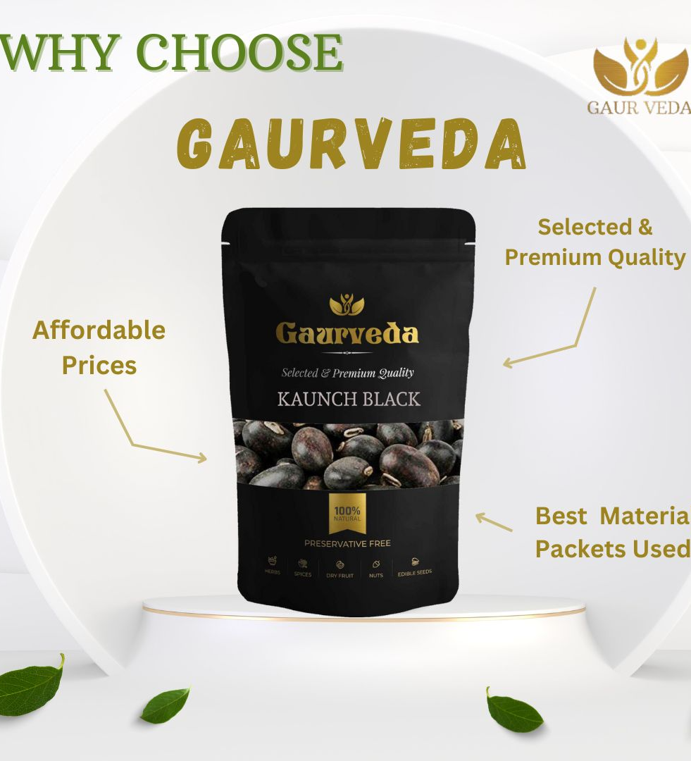 Gaurveda Kaunch Black Seeds - Kaunch Beej - Black Cowhage  - Mucuna Pruriens  - Kapikachchhu  - Pure & Natural (100 Grams)