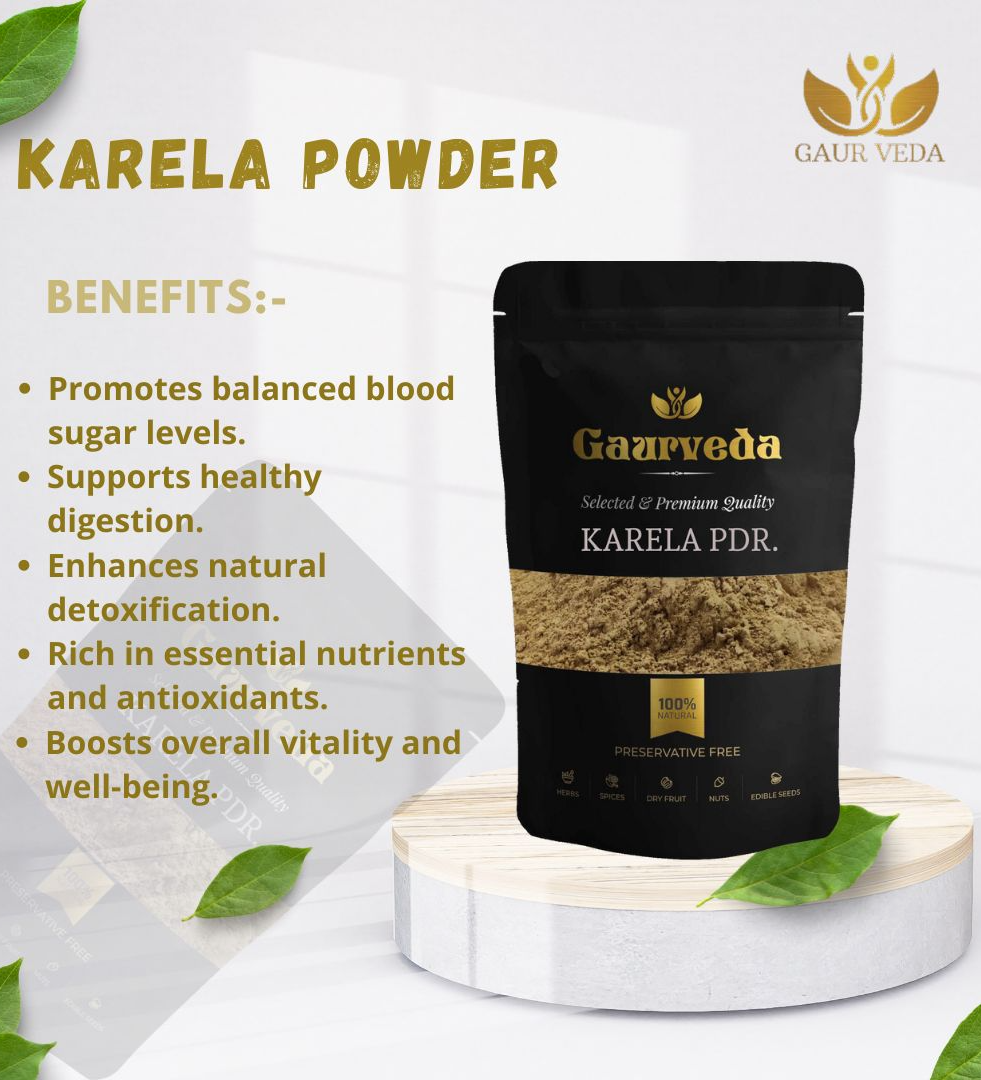Gaurveda Karela Powder - Momordica Charantia - Bitter Gourd Powder - Pure & Natural (500 Grams)
