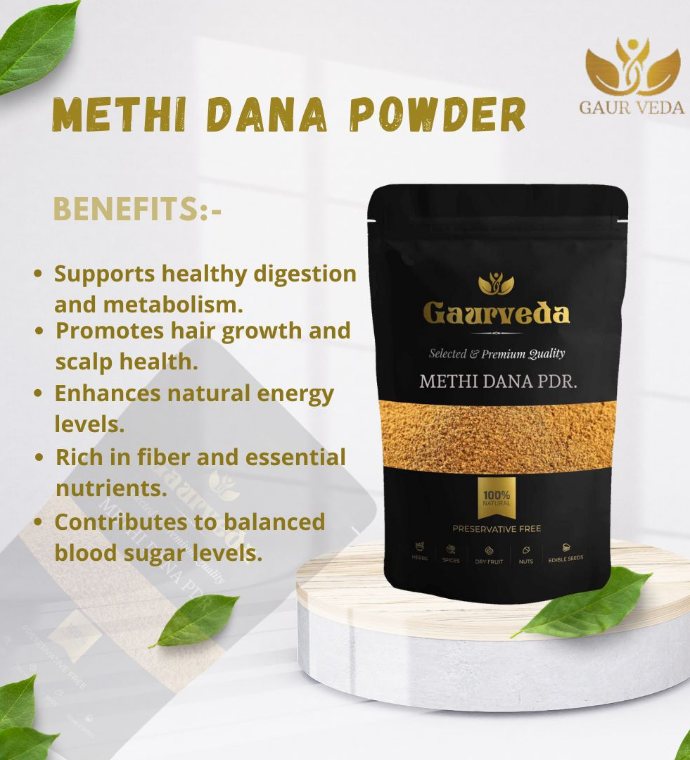 Gaurveda Methi Dana Powder - Trigonella Foenum Graecum Powder - Fenugreek Seeds Powder - Pure & Natural (100 Grams)