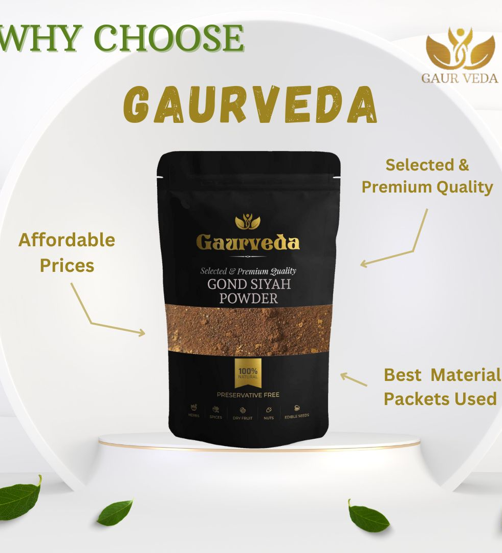Gaurveda Gond Siyah Powder - For Healthy Lifestyle - Joint Pain Relief - Natural (100 Grams)