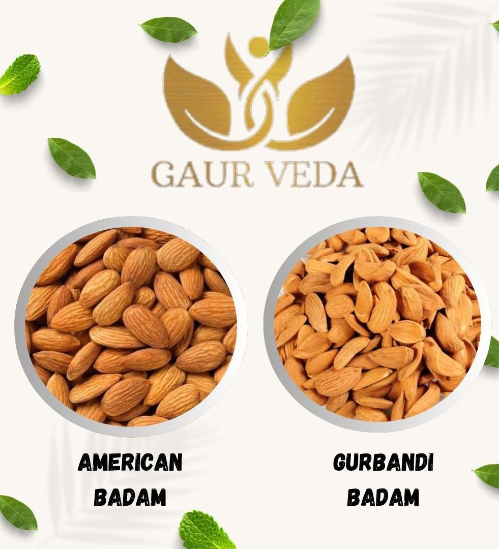 Gaurveda  American Badam & Gurbandi Badam Premium Quality Combo -  Almonds Duo Pack of 100 Grams Each