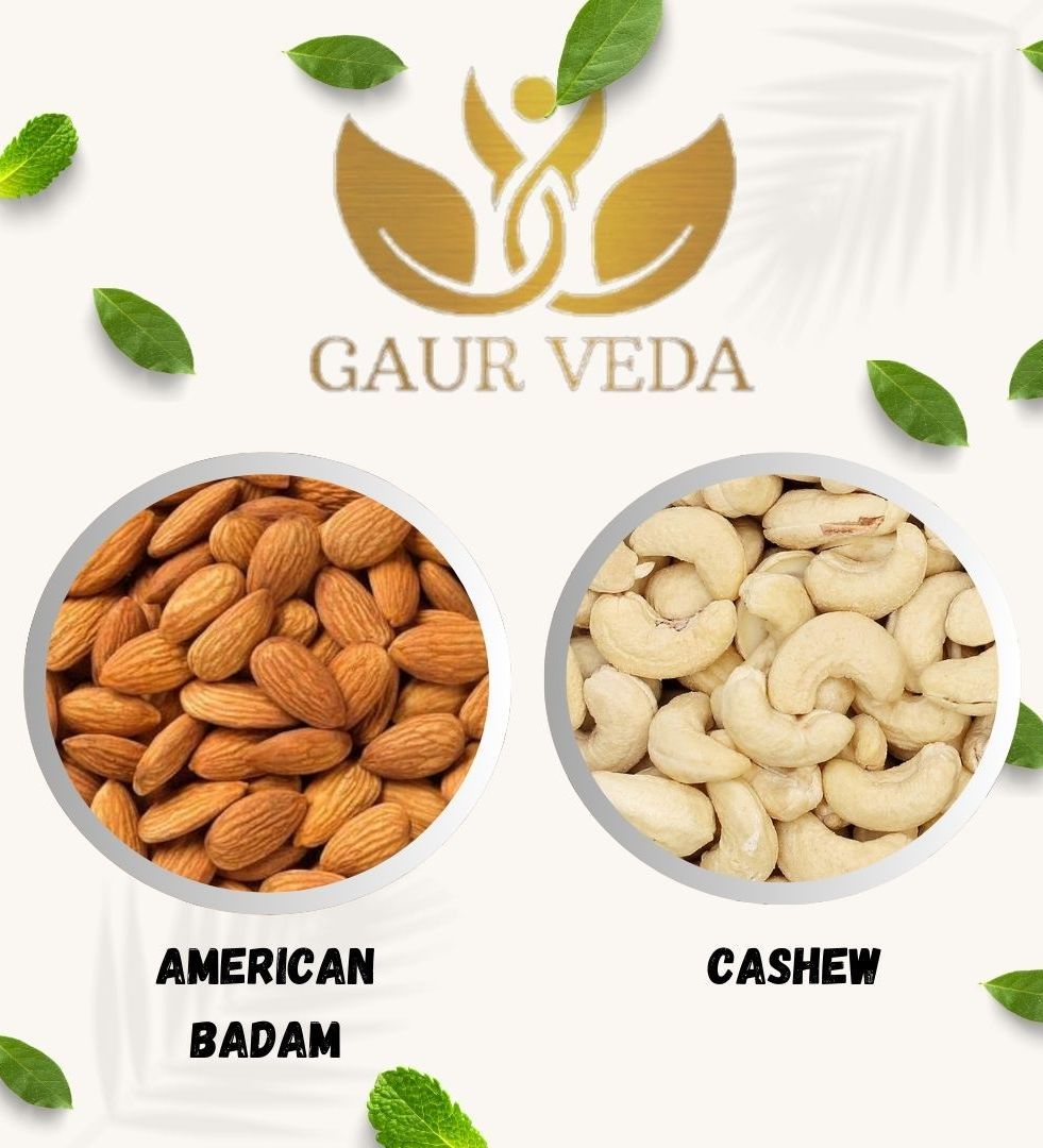 Gaurveda American Almonds & Cashew  Premium Quality Combo - Kaju Badam Pack of 50 Grams Each