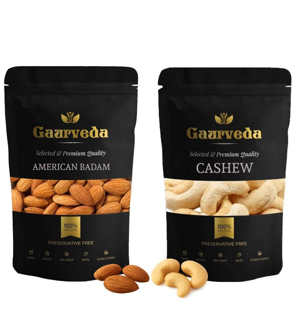 Gaurveda American Almonds & Cashew  Premium Quality Combo - Kaju Badam Pack of 50 Grams Each