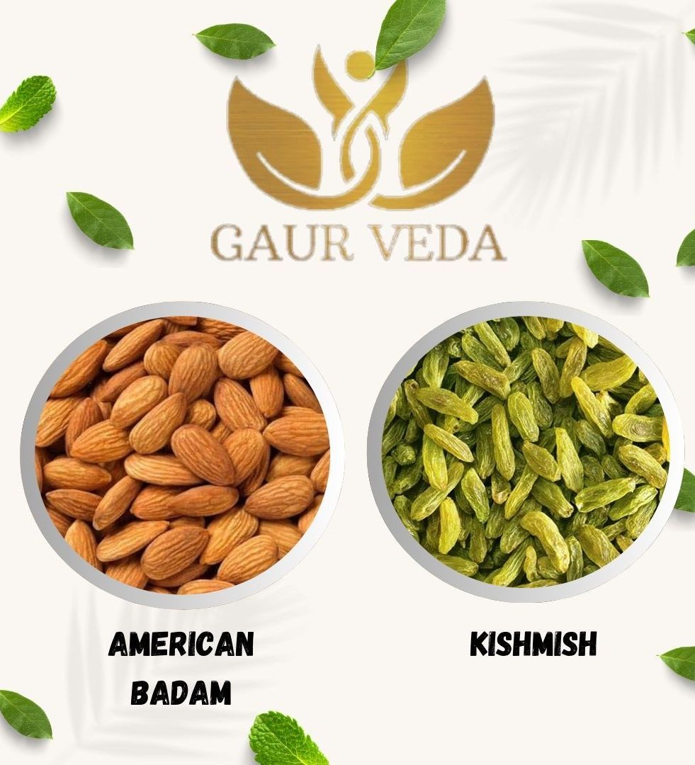 Gaurveda American Almonds & Kishmish Premium Quality Combo - Badam Saugi Pack of 50 Grams Each