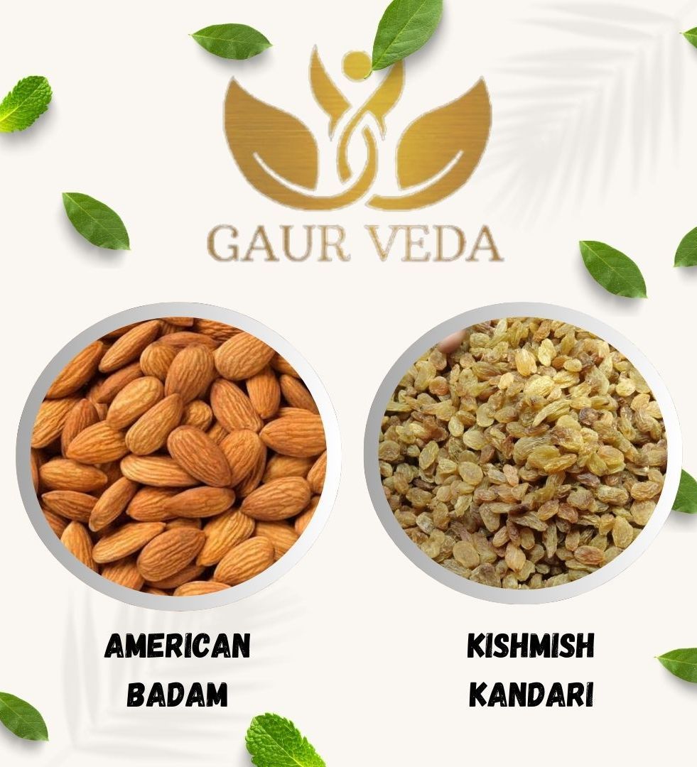 Gaurveda American Almonds & Kishmish Kandhari Premium Quality Combo - Badam Saugi Pack of 50 Grams Each