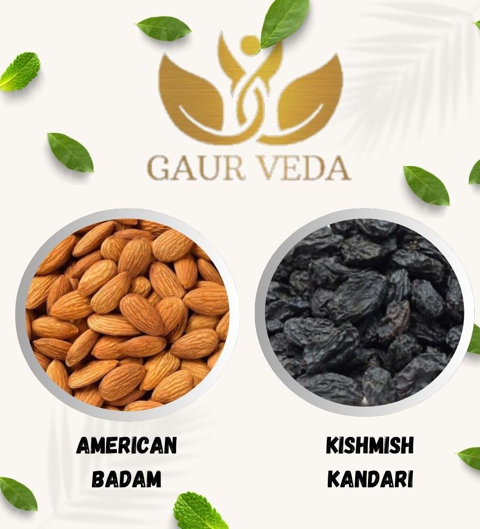 Gaurveda American Badam & Kali Drakh Premium Quality Combo - Almonds & Balck Raisin Pack of 50 Grams Each