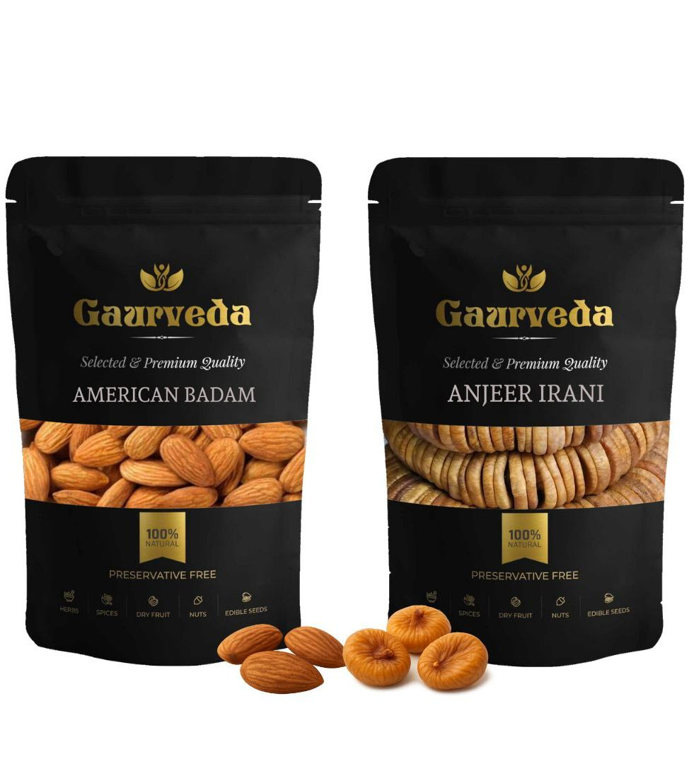 Gaurveda American Badam & Anjeer Premium Quality Combo - Almonds & Figs Pack of 50 Grams Each