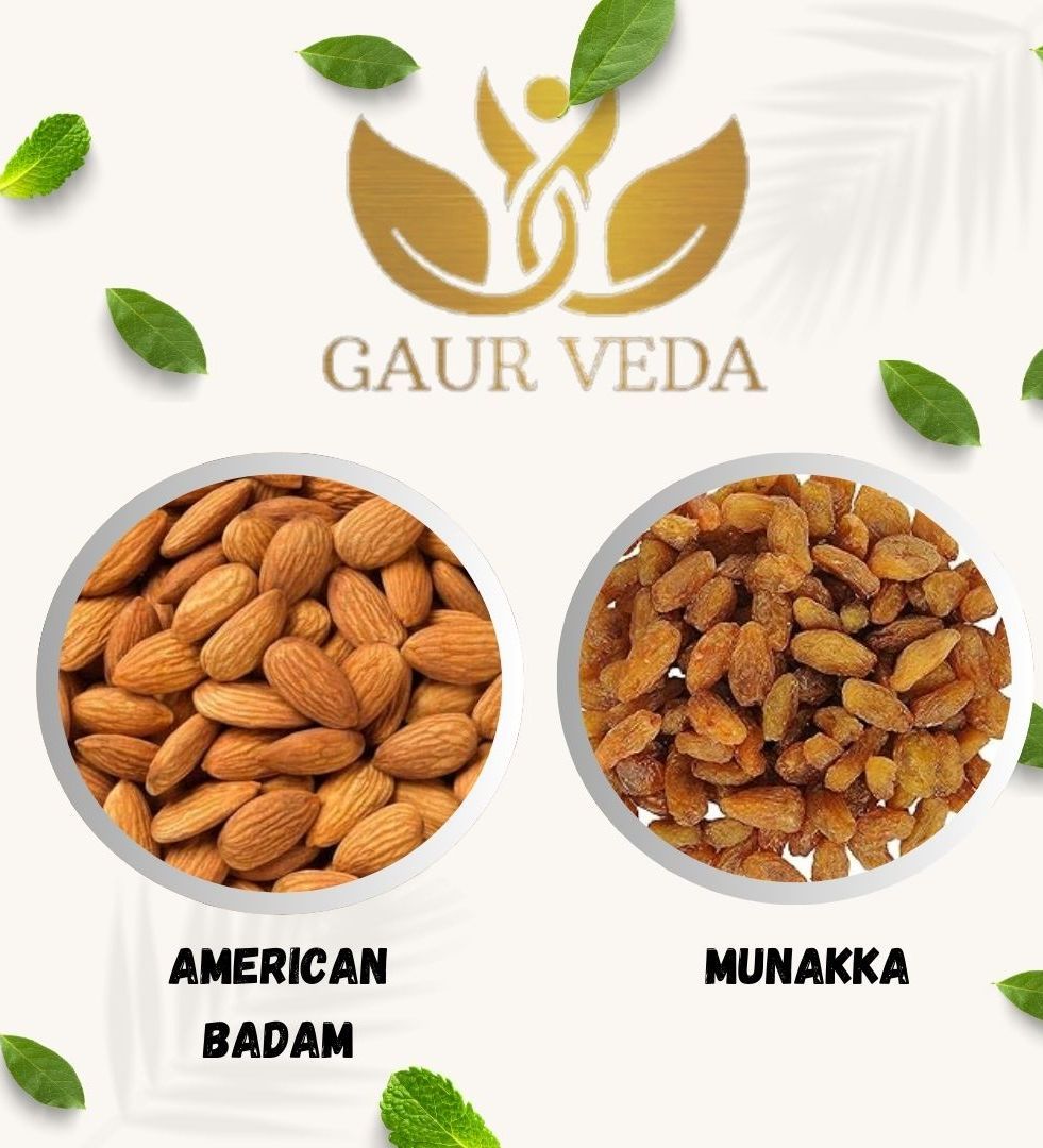 Gaurveda American Badam & Munakka Premium Quality Combo - Almonds & Munakka Pack of 50 Grams Each