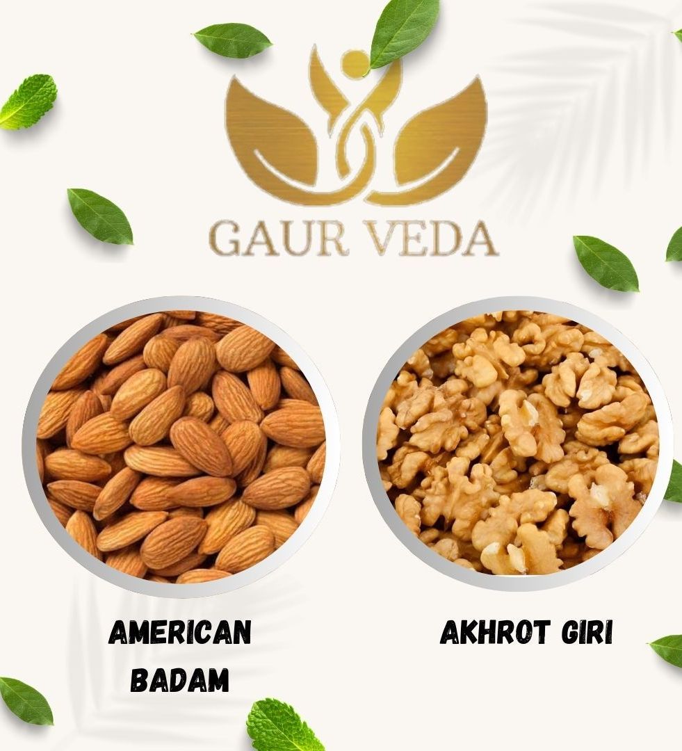 Gaurveda American Badam & Akhrot Giri Premium Quality Combo - Almonds & Walnuts Kernel Pack of 50 Grams Each