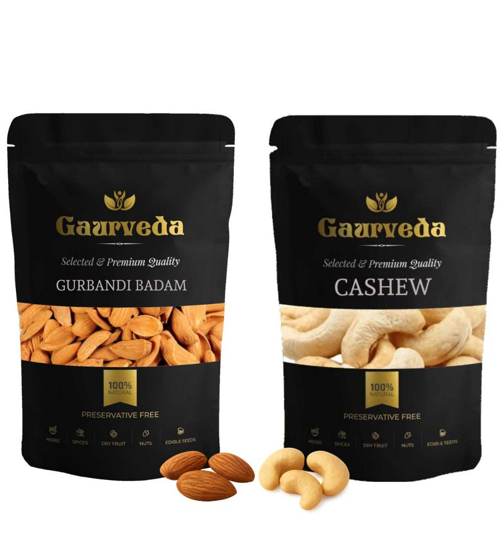 Gaurveda Gurbandi Badam & Kaju Premium Quality Combo - Almonds & Cashew Pack of 50 Grams Each