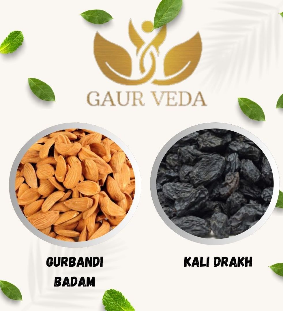 Gaurveda Gurbandi Badam & Kali Drakh Premium Quality Combo - Almonds & Black Raisins Pack of 50 Grams Each