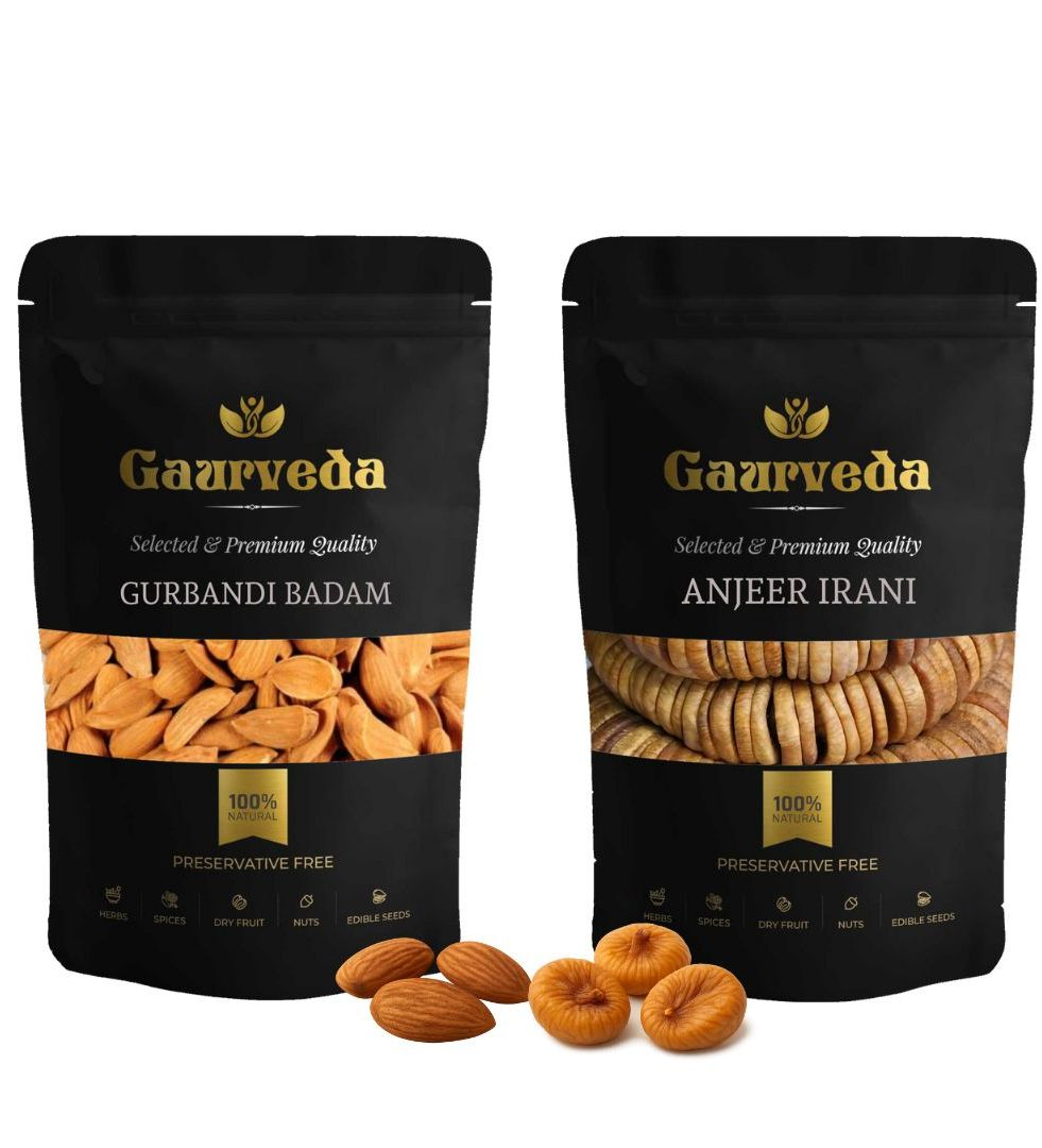 Gaurveda Gurbandi Badam & Anjeer Premium Quality Combo - Almonds & Figs Pack of 50 Grams Each