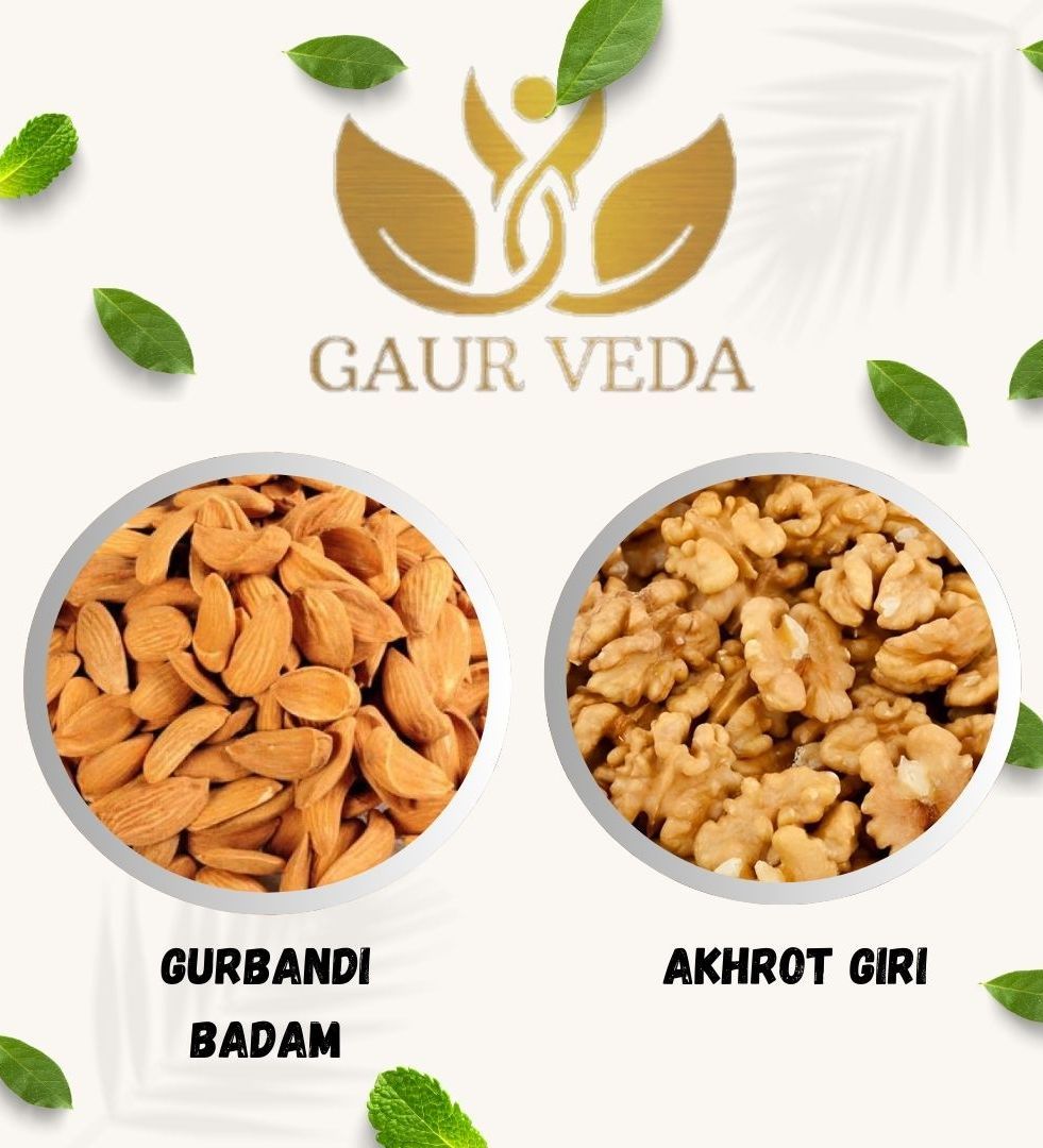 Gaurveda Gurbandi Badam & Akhrot Giri Premium Quality Combo - Almonds & Walnuts Kernels Pack of 50 Grams Each