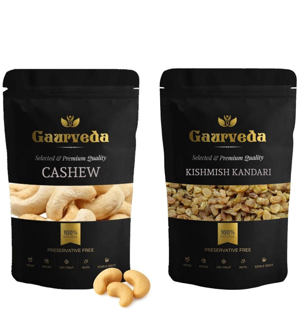 Gaurveda Kaju & Kishmish Kandhari Premium Quality Combo - Cashew & Raisins Pack of 50 Grams Each