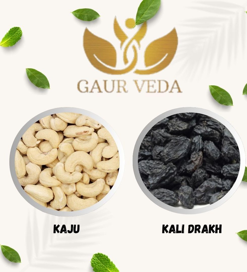 Gaurveda Kaju & Kali Drakh Premium Quality Combo - Cashew & Black Raisins Pack of 50 Grams Each