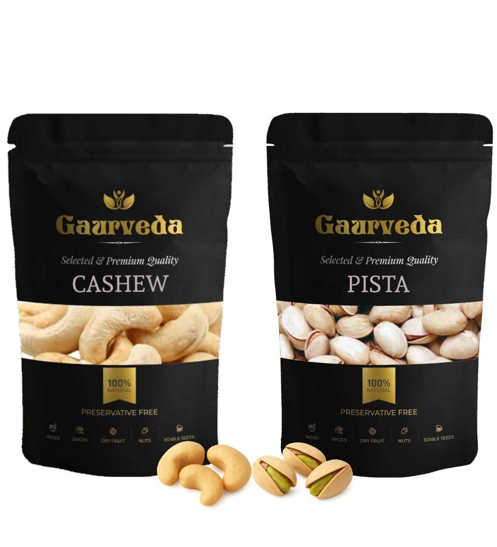 Gaurveda Kaju & Pista Premium Quality Combo - Cashew & Pistachio Pack of 50 Grams Each