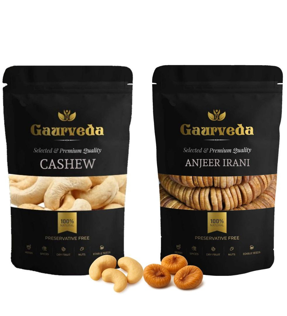 Gaurveda Kaju & Anjeer Premium Quality Combo - Pack Of Cashew & Figs 50 Grams Each