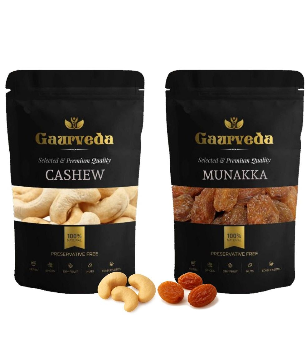 Gaurveda Kaju & Munakka Premium Quality Combo - Cashew & Munakka Pack of 50 Grams Each