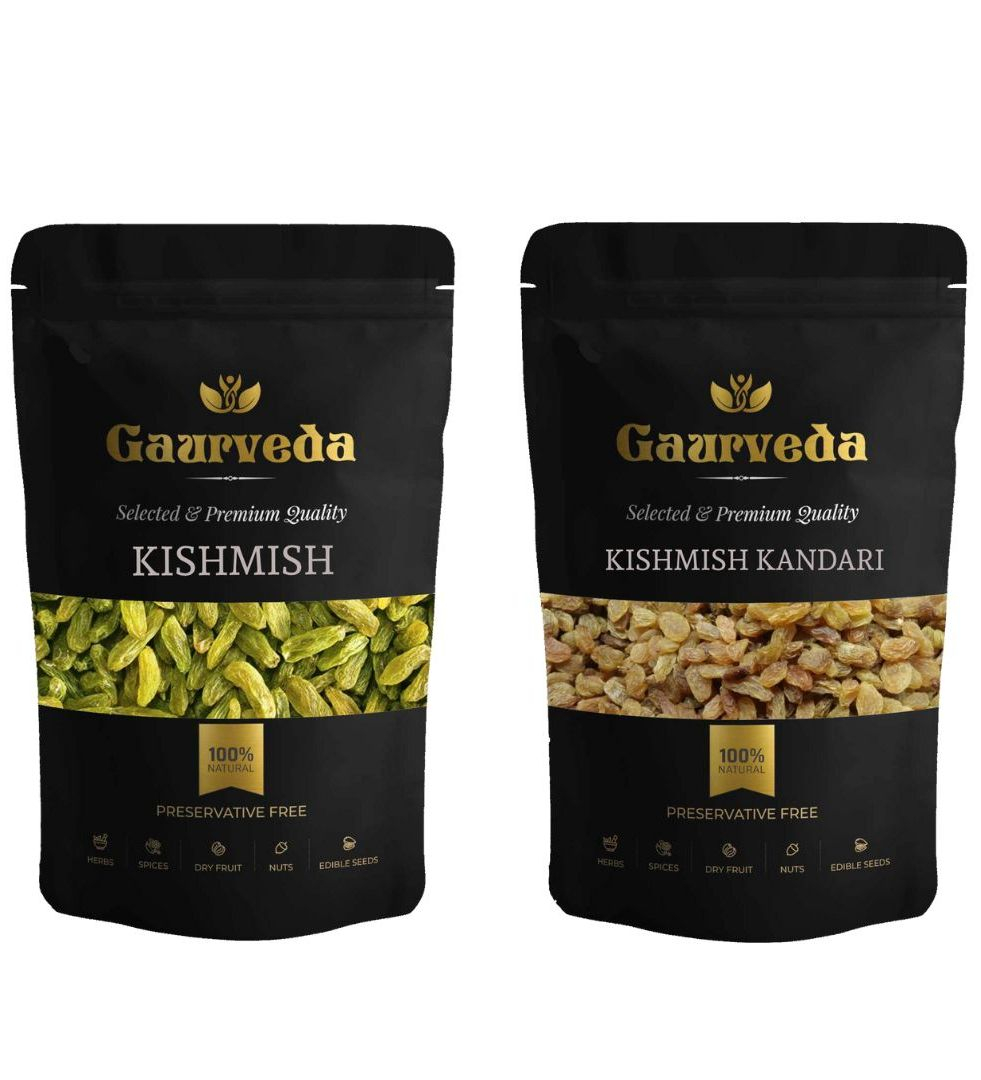 Gaurveda kishmish & Kishmish Kandhari Premium Quality Combo - Raisnis Duo Pack of 50 Grams Each