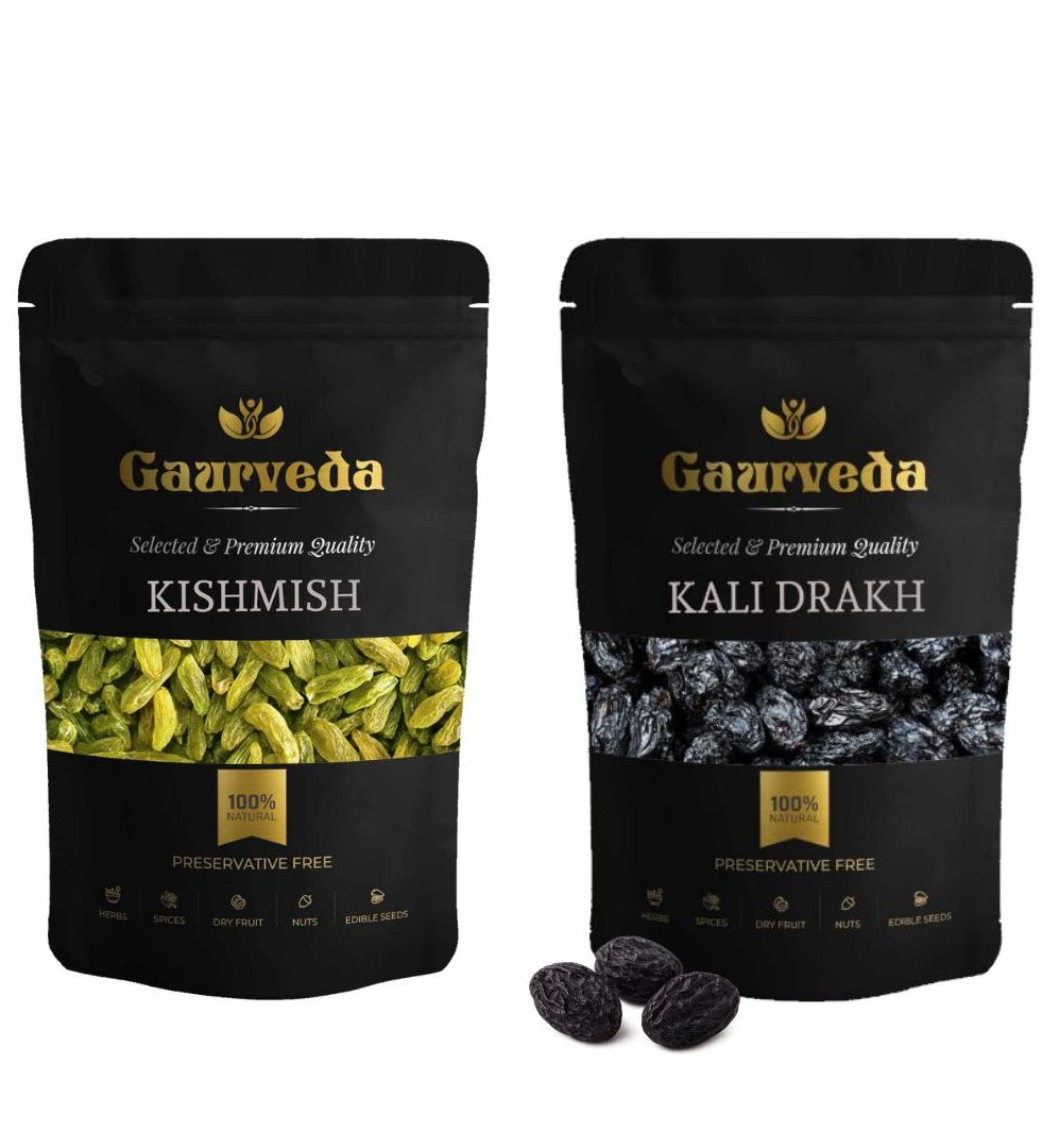 Gaurveda kishmish & Kali Drakh Premium Quality Combo - Raisnis Duo Pack of 50 Grams Each