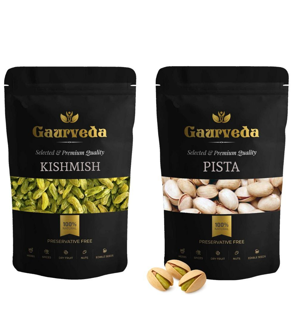 Gaurveda kishmish & Pista Premium Quality Combo - Raisin& Pistachio Pack of 50 Grams Each
