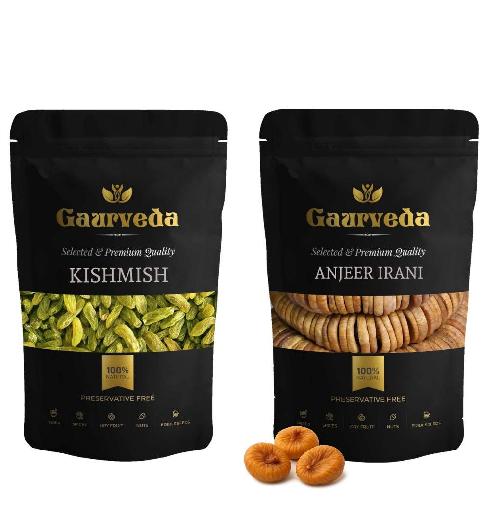 Gaurveda kishmish & Anjeer Premium Quality Combo - Raisnis & Figs Pack of 50 Grams Each
