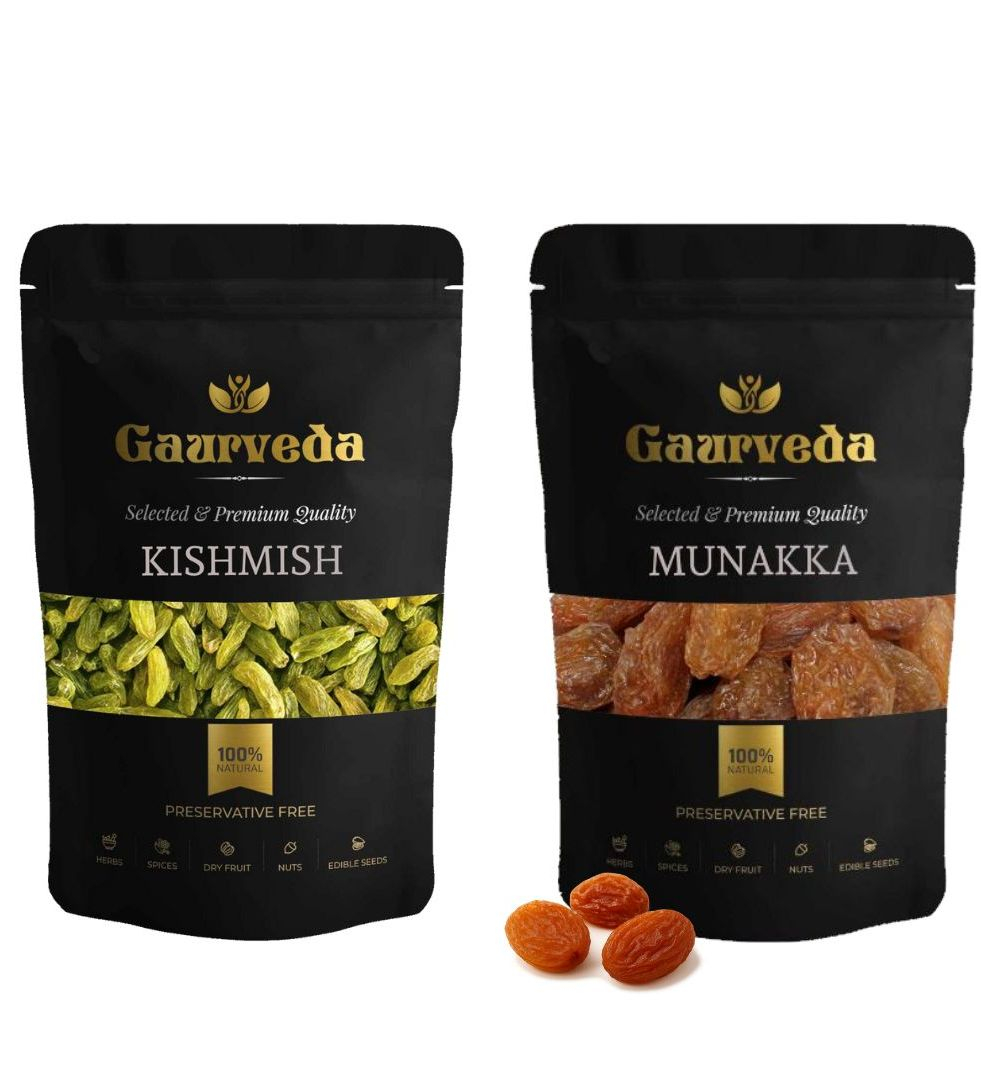 Gaurveda Kishmish & Munakka Premium Quality Combo - Raisnis & Munakka Pack of 50 Grams Each