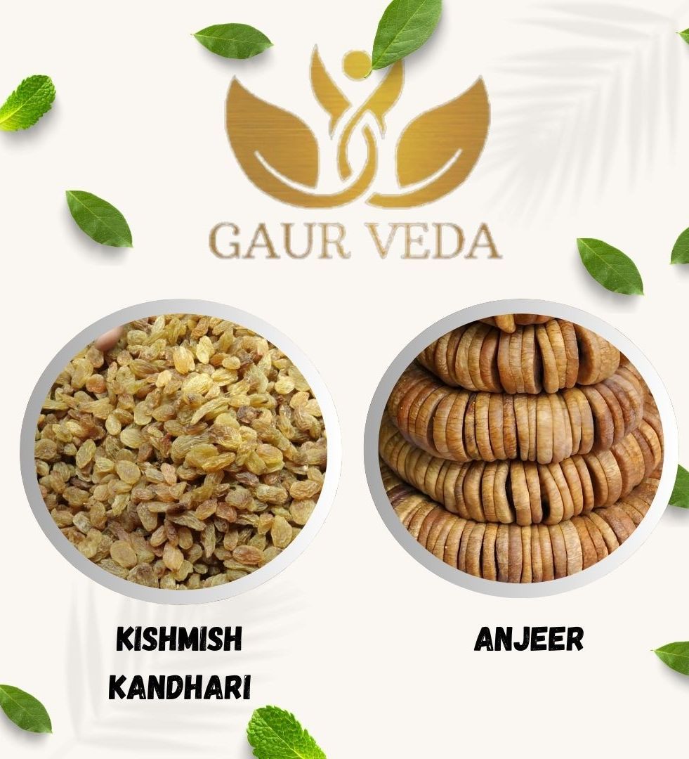 Gaurveda Kishmish Kandhari & Anjeer Premium Quality Combo - Raisnis & Figs Pack of 50 Grams Each
