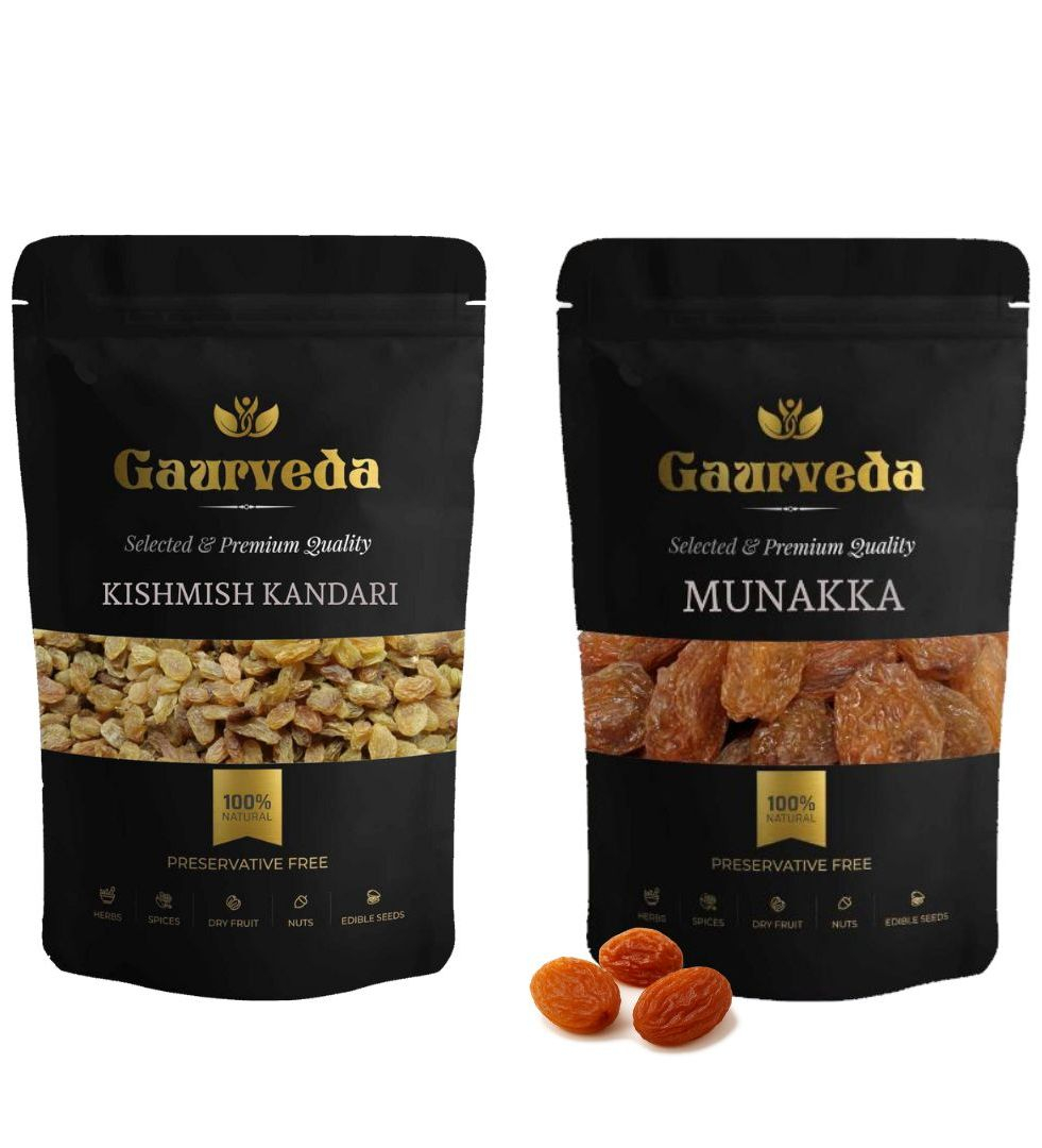 Gaurveda Kishmish Kandhari & Munakka Premium Quality Combo - Raisnis & Munakka Pack of 50 Grams Each