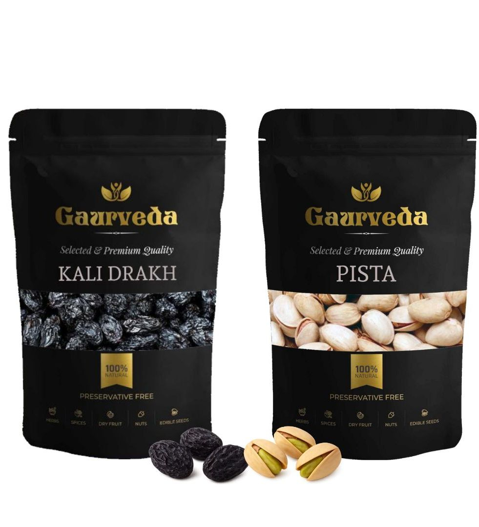 Gaurveda Kali Drakh & Pista Premium Quality Combo - Black Raisin & Pistachio Pack of 50 Grams Each