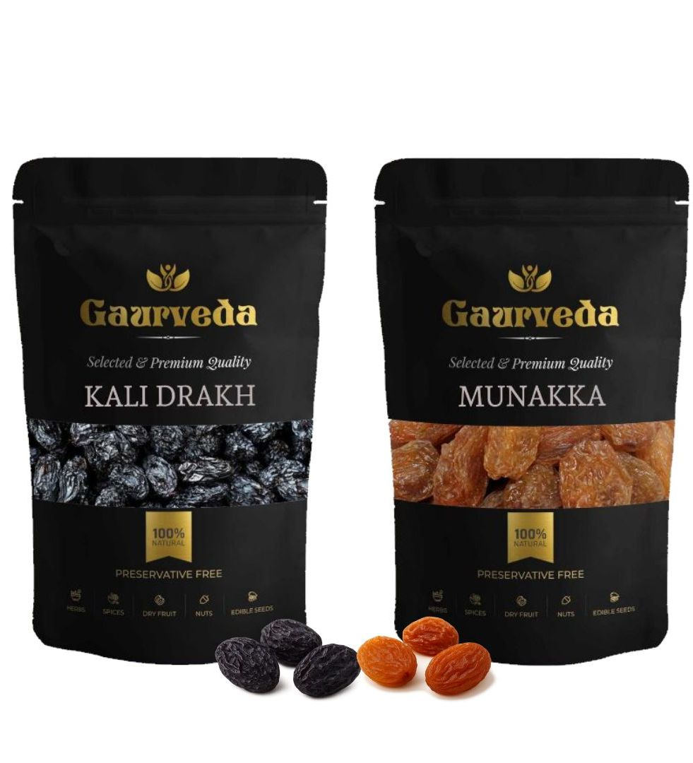 Gaurveda Kali Drakh & Munakka Premium Quality Combo - Black Raisin & Munakka Pack of 50 Grams Each