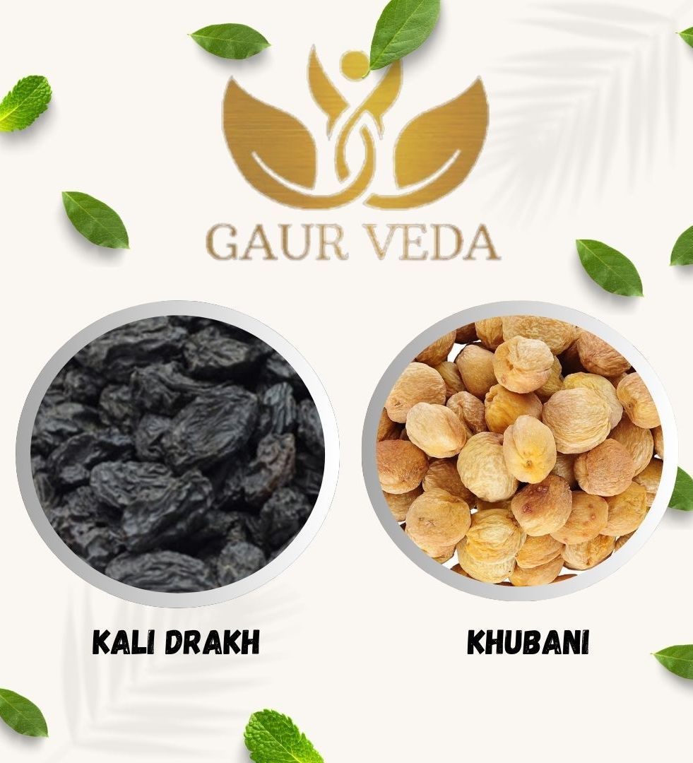 Gaurveda Kali Drakh & Khubani Premium Quality Combo - Black Raisin & Apricots Pack of 50 Grams Each