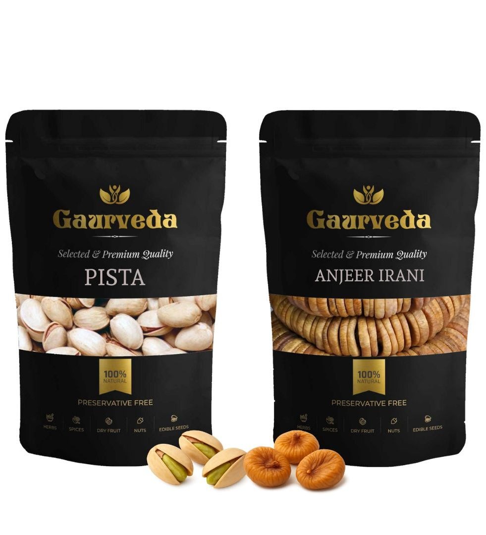 Gaurveda Pista & Anjeer Premium Quality Combo - Pistachio & Figs Pack of 50 Grams Each