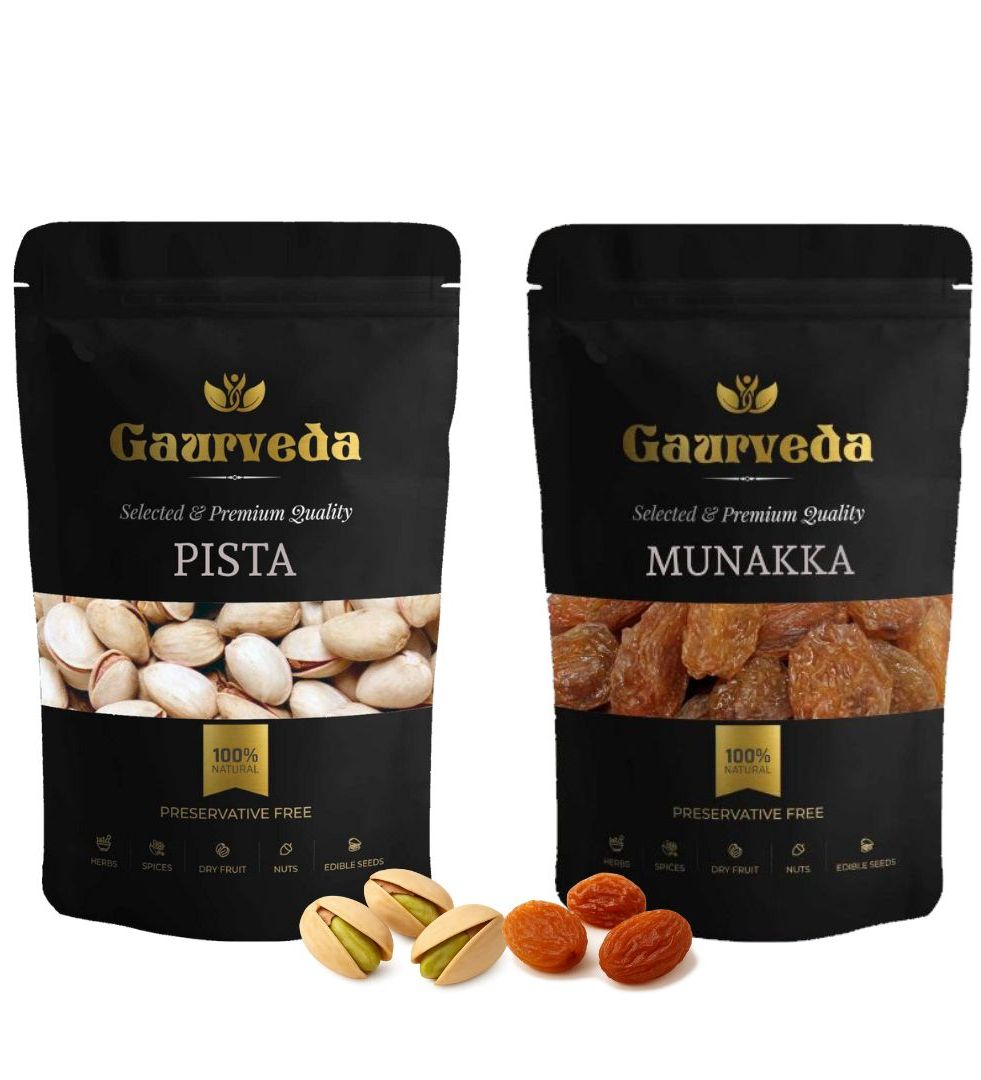 Gaurveda Pista & Munakka Premium Quality Combo - Pistachio & Munakka Pack of 50 Grams Each